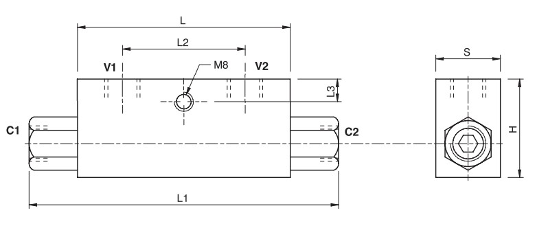 Hydraulic Double Pilot Operated Check Valve, VBPDE 3/8 L